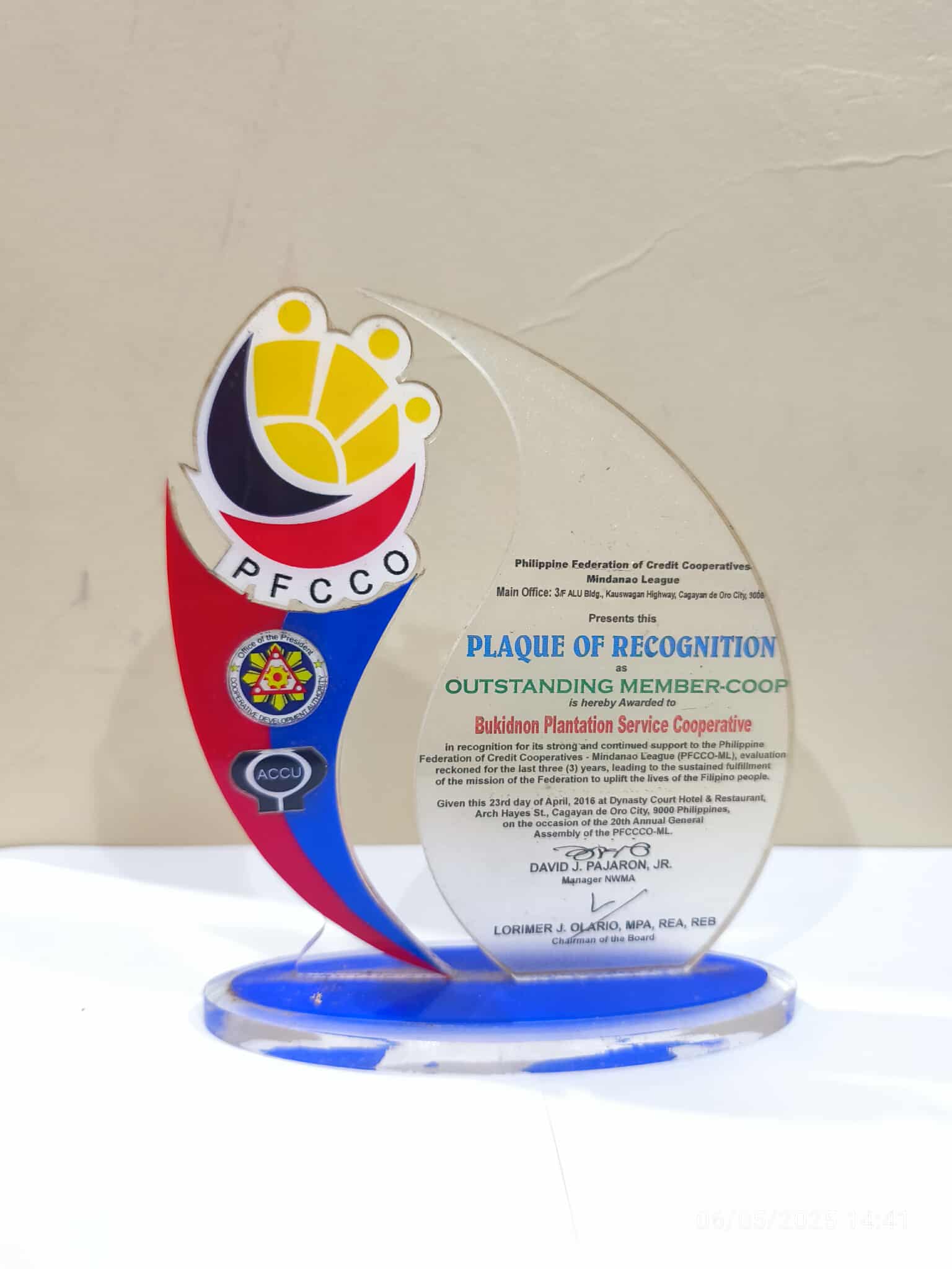 PFCCO Outstanding Member Cooperative